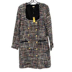 Alexia Admor Tweed Long Sleeve Double-Breasted Dress Size 10 Day to Night NWT